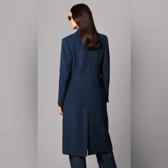 AVEC LES FILLES Wool Blend Double-Breasted Tailored Coat Size M Color Deep Teal - Picture 3 of 7
